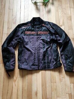 Harley-Davidson Men's Black and Purple Textile Riding Jacket